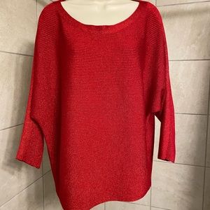 NWOT I.N. Studio red dolman-style sleeve top, size Petite Large
